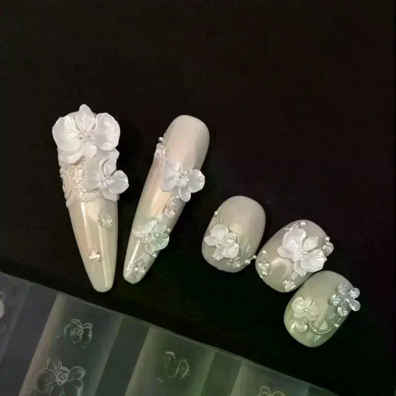 3D Orchid Silicone Nail Art Mold | DIY Floral Carving Template Silicone Nail Mold QXL