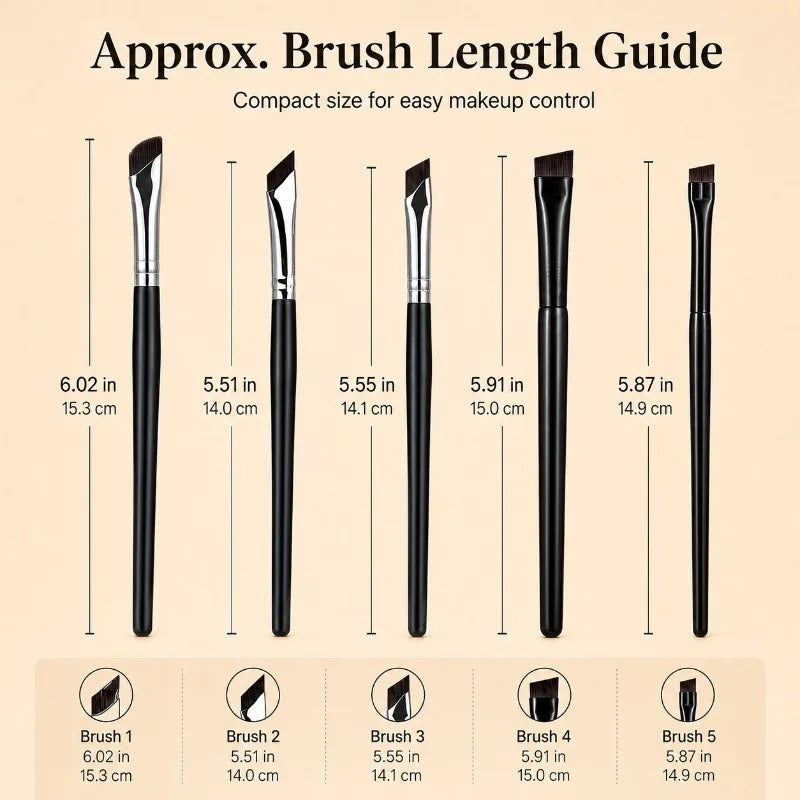 5/7-Piece Ultra-Thin Angled Eyebrow & Eyeliner Brush Set Eyebrow Brush Set QXL