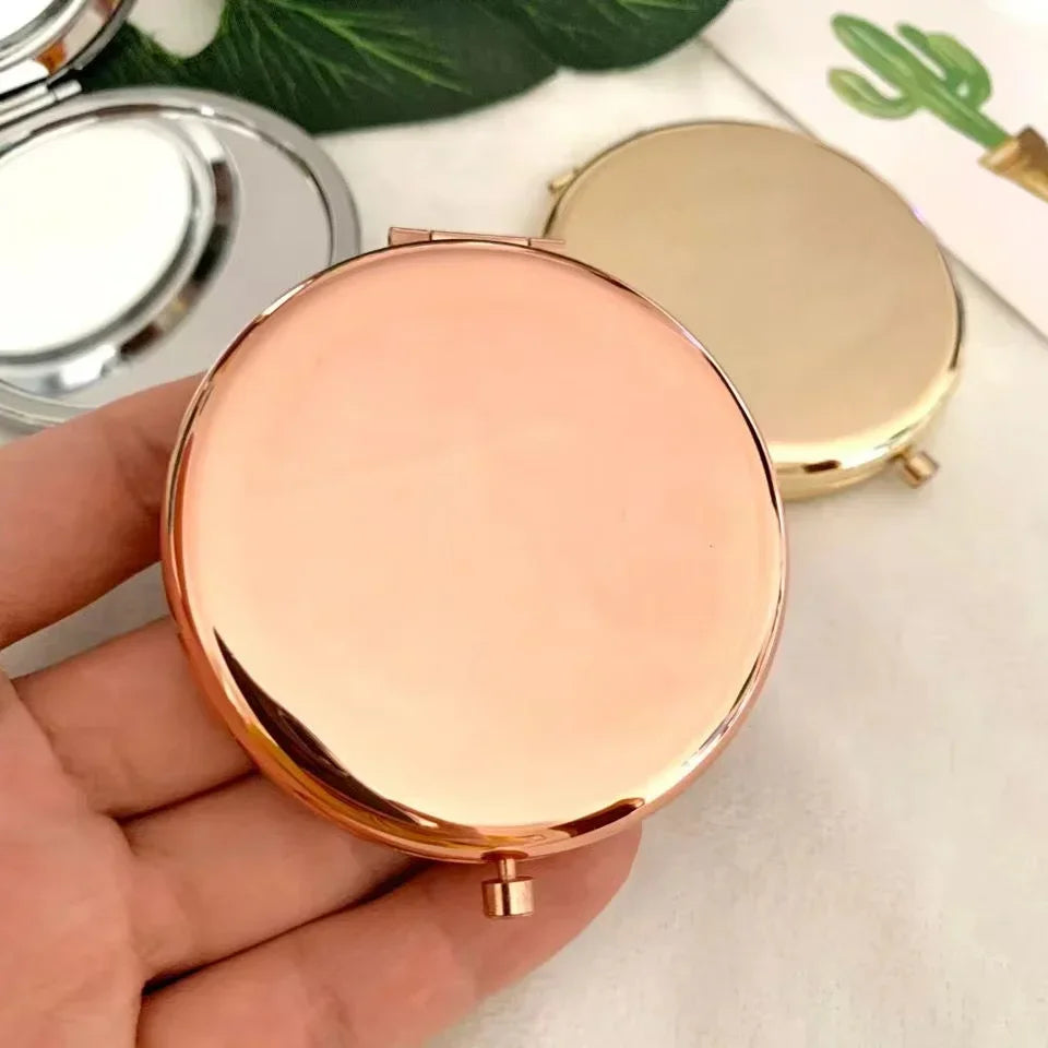 Double-Sided Pop-Up Pocket Makeup Mirror | Rose Gold Metal Compact Makeup Mirror QXL rose gold