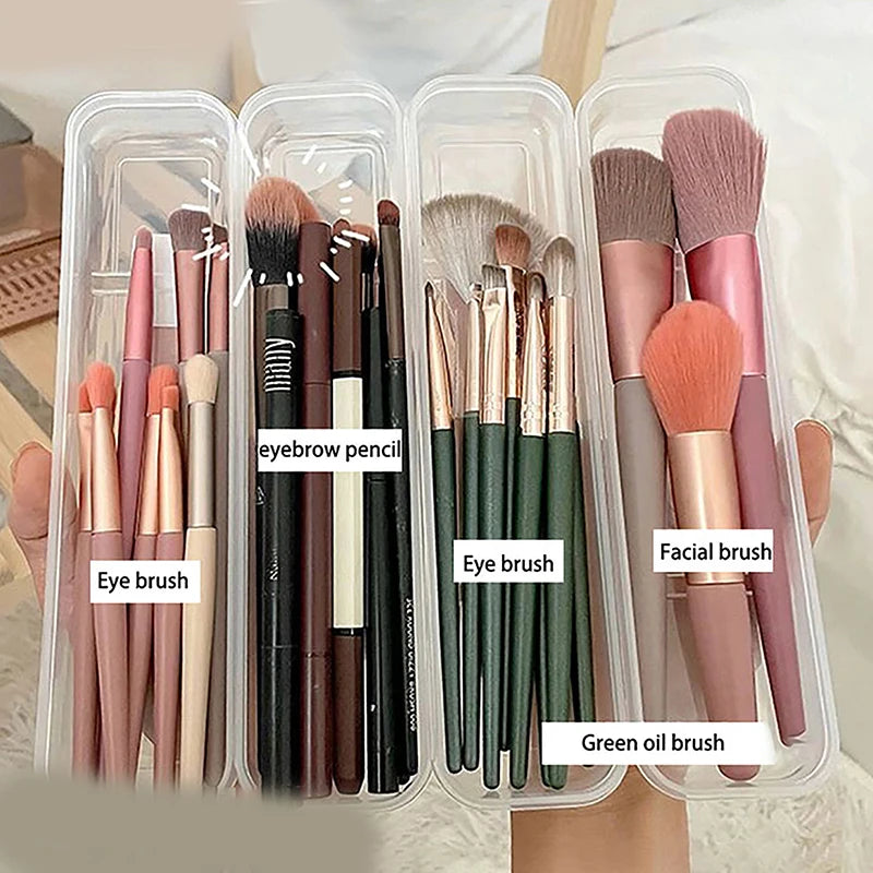 Transparent Makeup Brush Holder & Cosmetic Organizer with Lid Cosmetic Brush Organizer QXL