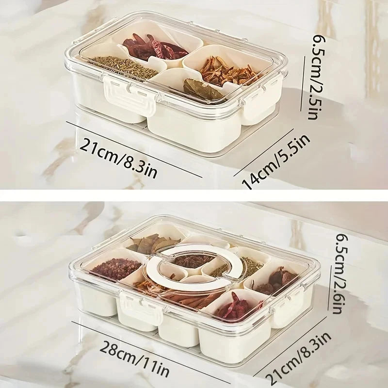 8-Grid Snack Box with Lid | Portable Charcuterie Organizer Food Storage Container QXL