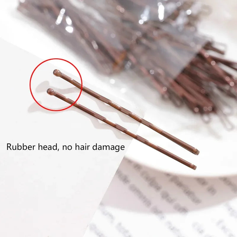 100-Pack 5cm Black Gold Wave Bobby Pins | Invisible Hair Clips Bobby Pins Set QXL