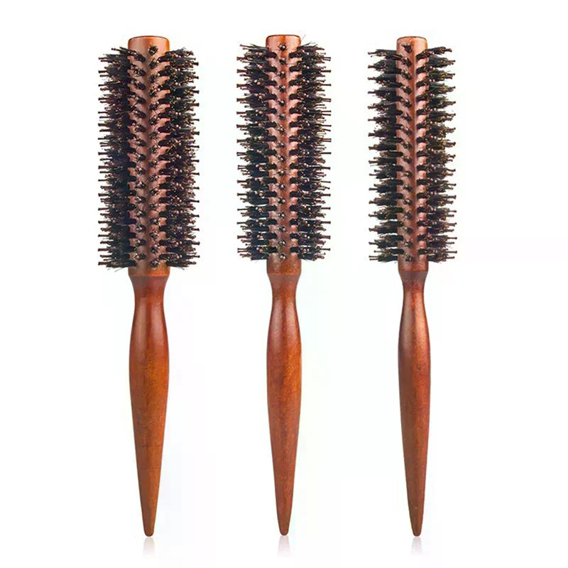 Anti-Static Boar Bristle Round Hair Brush | Wood Handle Boar Bristle Hair Brush QXL