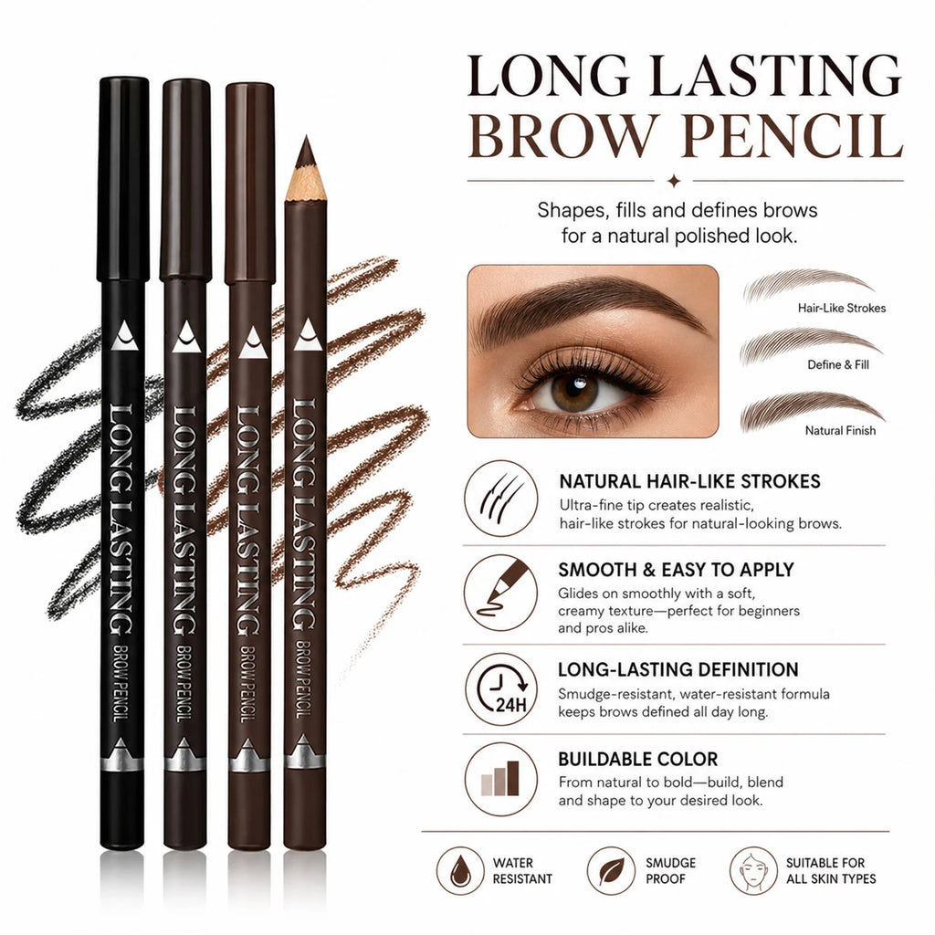 3-Pack Waterproof Eyebrow Pencils | Fine Tip All-Day Wear Eyebrow Pencil Set QXL