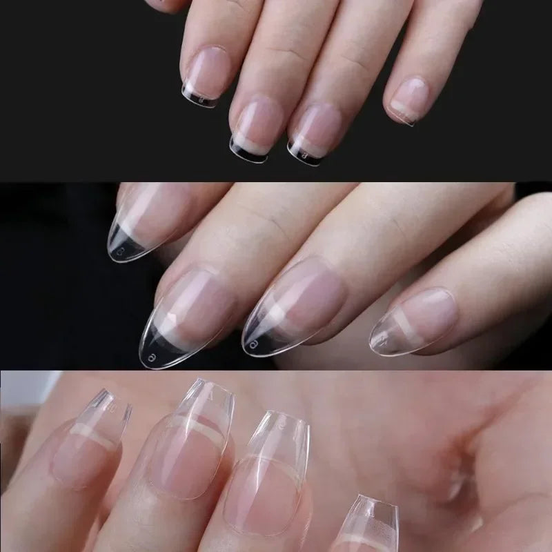 240-Pc Transparent Full Cover Nail Tips | Acrylic Nail Set False Nail Tips QXL
