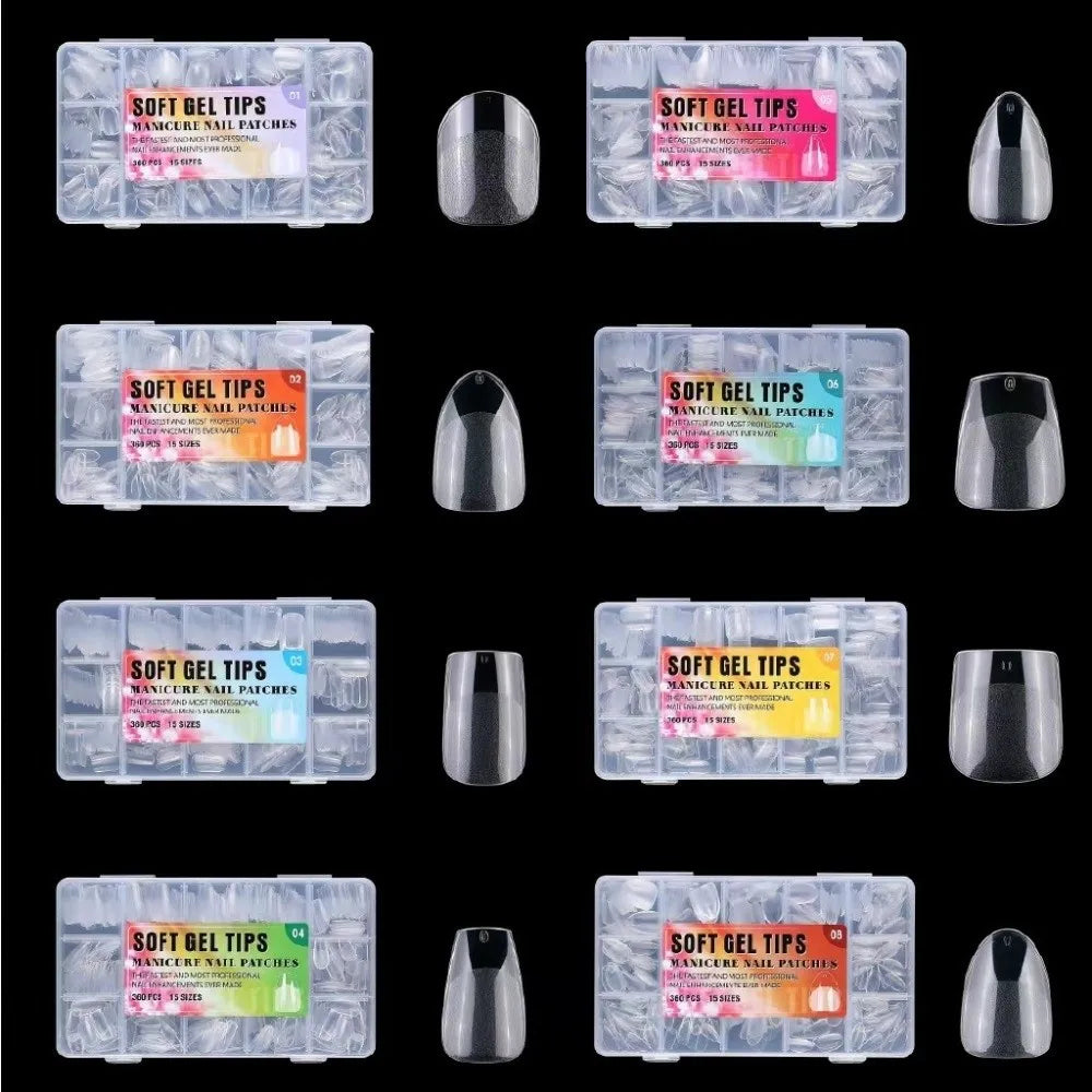 360-Pc Dual Nail Forms | Almond Oval Coffin Square Full Cover Dual Nail Forms QXL