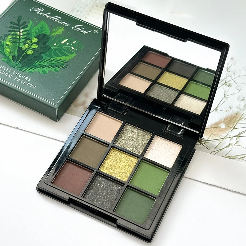 9-Color Olive Green Eyeshadow Palette | Shimmer & Matte Eyeshadow Palette QXL