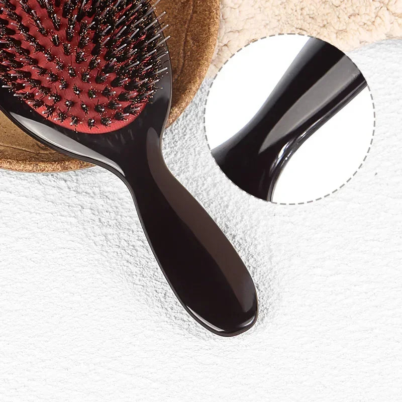 Oval Boar Bristle & Nylon Hair Comb | Anti-Static Massager Hair Comb Brush QXL
