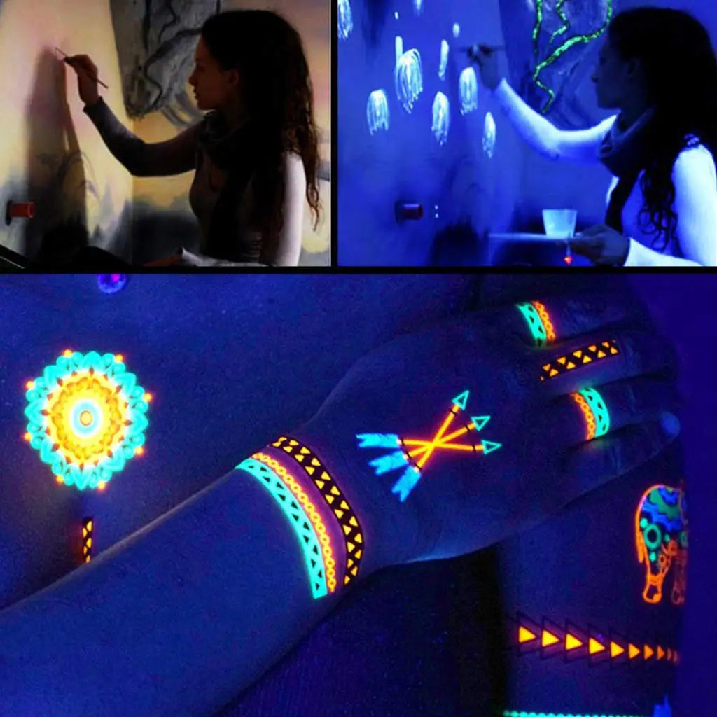 UV Neon Glow Body & Face Paint Set – 8 Tubes + Brushes UV Body Paint Set QXL