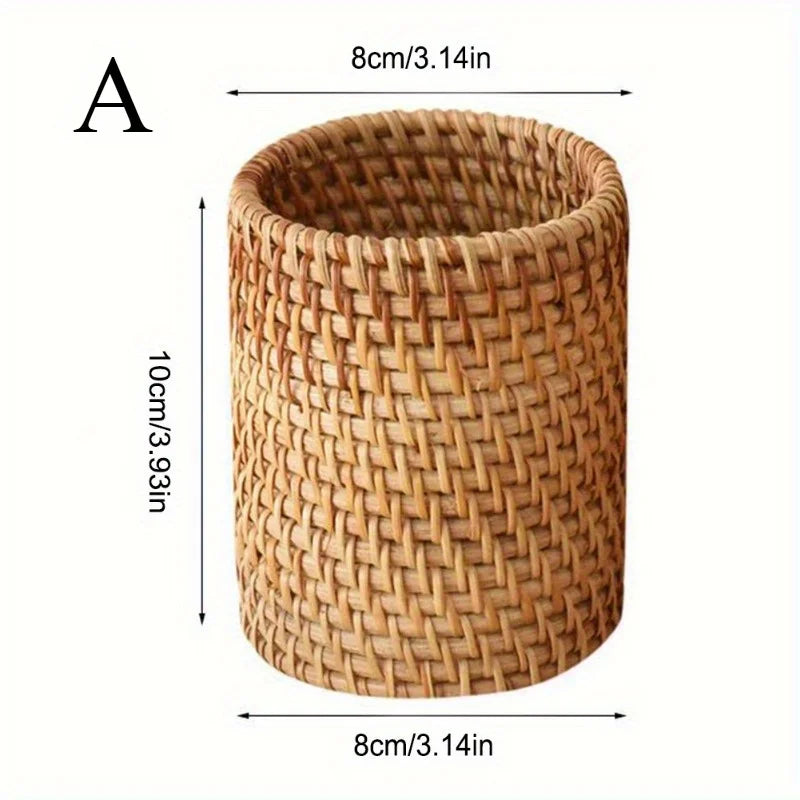 Rattan Pen Holder | Desk Organizer for Home, Office & School Desk Pen Holder QXL A
