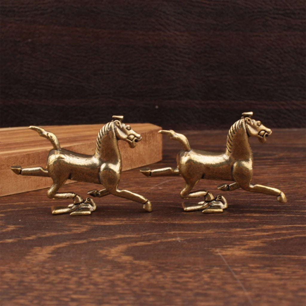 Brass Horse Figurine | Feng Shui Chinese Zodiac Lucky Statue Decorative Figurine QXL