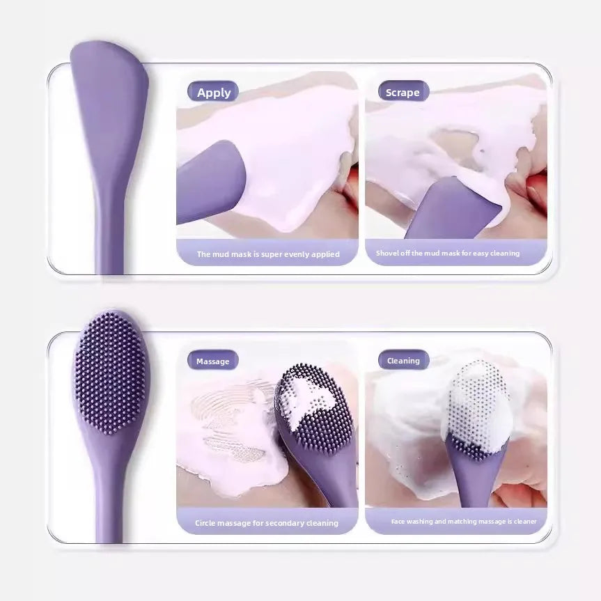 Double-Headed Silicone Face Cleansing & Mask Brush Silicone Face Brush QXL