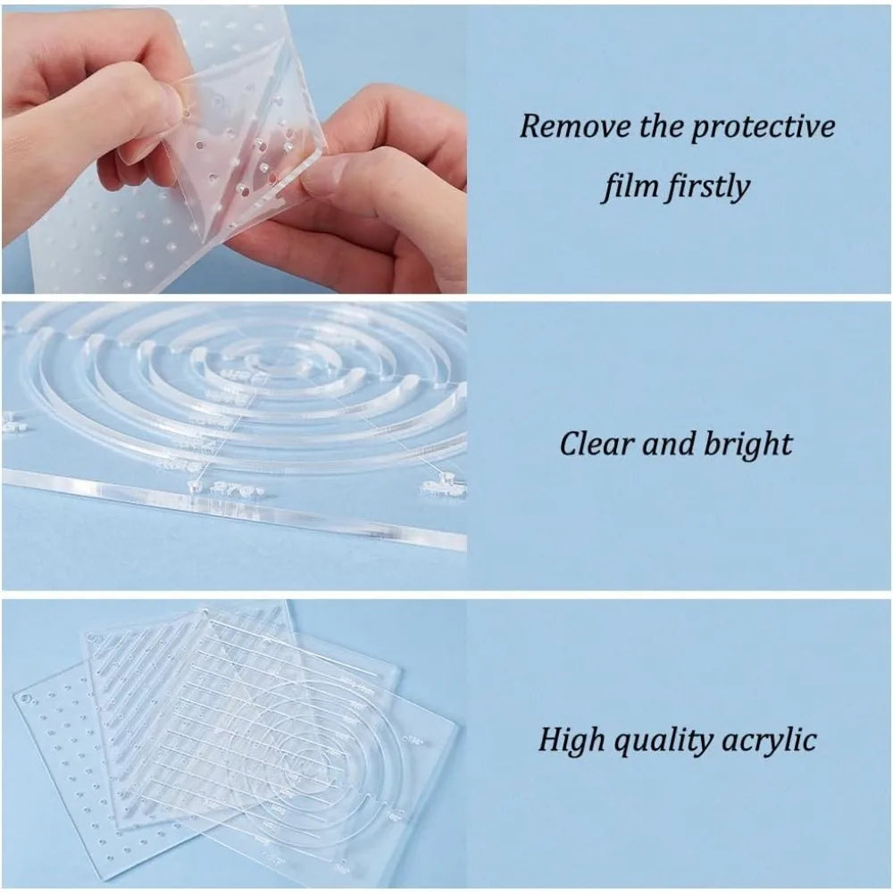 4-Piece Acrylic Sashiko Stencil Set | Quilting & Embroidery Tool Embroidery Stencil Set QXL