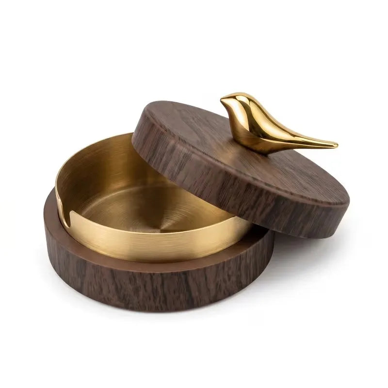 Bird-Shaped Ashtray with Lid | Windproof Stainless Steel Decorative Ashtray QXL