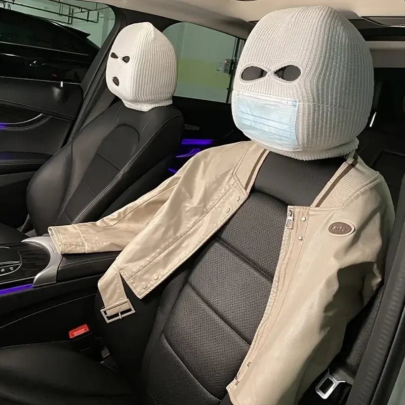 Funny Black & White Car Headrest Cover | Universal Fit Car Headrest Cover QXL