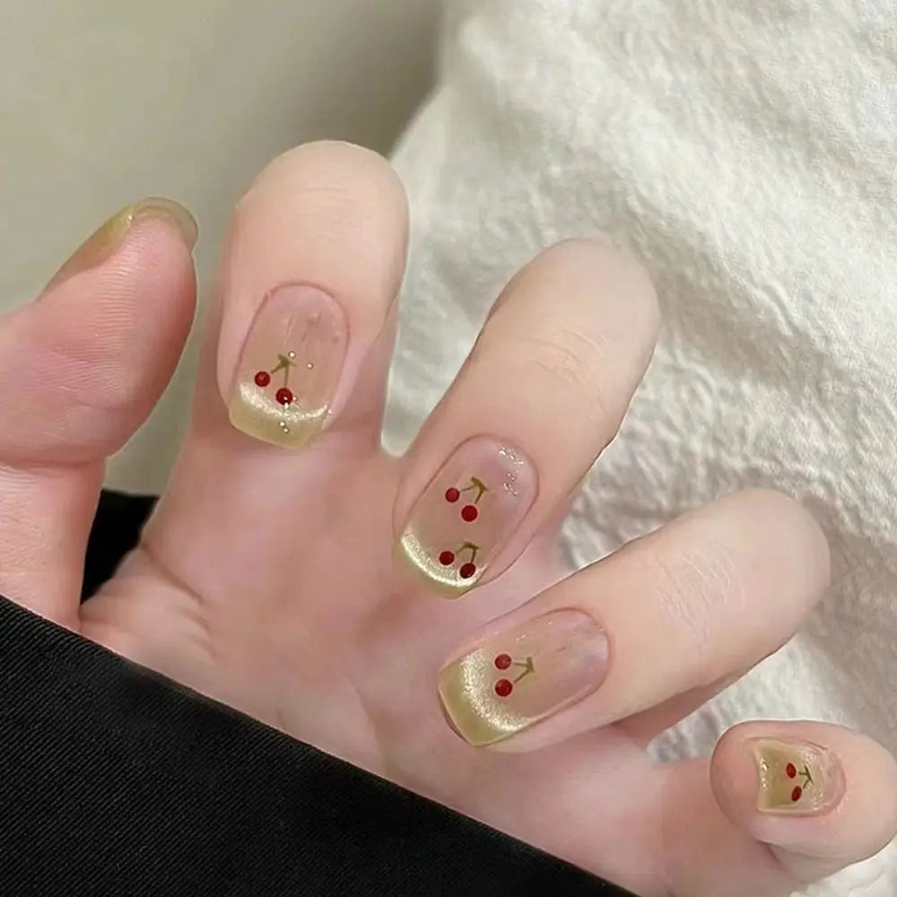 French Butterfly Gradient Rhinestone Press-On Nails | Square Tip Press-On False Nails QXL
