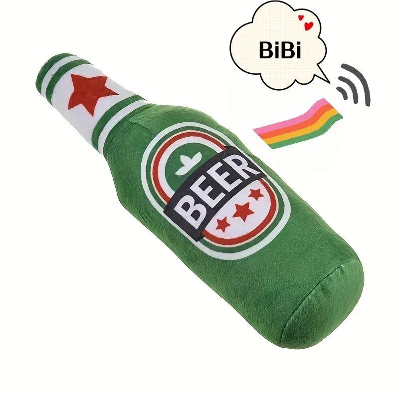 Beer Bottle Squeaky Dog Toy | Plush Bite-Resistant Chew Toy Squeaky Dog Toy QXL