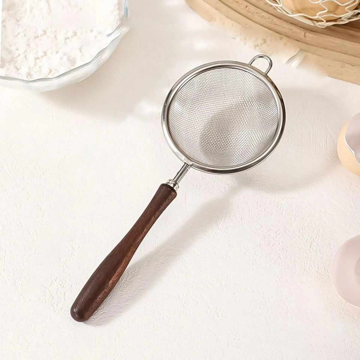 Fine Mesh Strainer Stainless Steel & Walnut Handle | 3 Sizes Mesh Strainer QXL