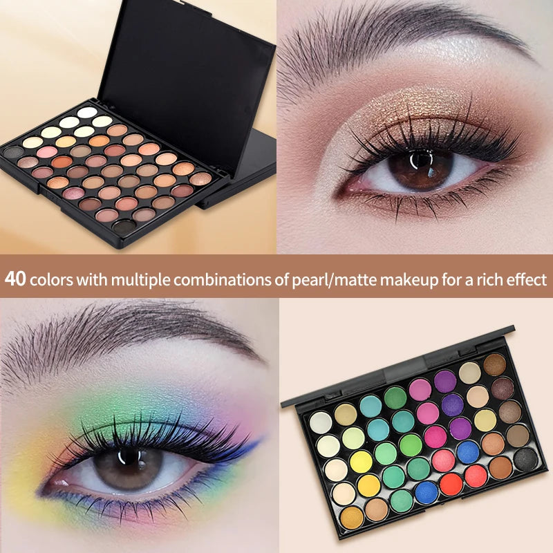 VERONNI 40-Color Glitter Matte Eyeshadow Palette + Brush Eyeshadow Palette QXL