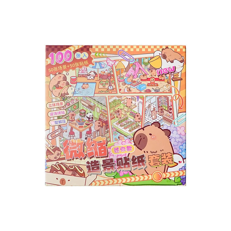 50-Style 3D Miniature House Stickers | Kids DIY Scrapbooking Craft Sticker Kit QXL