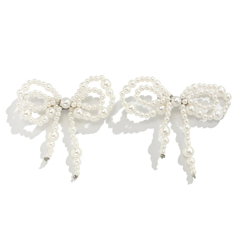 Pearl Bow Ankle Chain Pants Pin for Women | Leg Jewelry Pair Clothing Accessory Pin QXL 1 pair