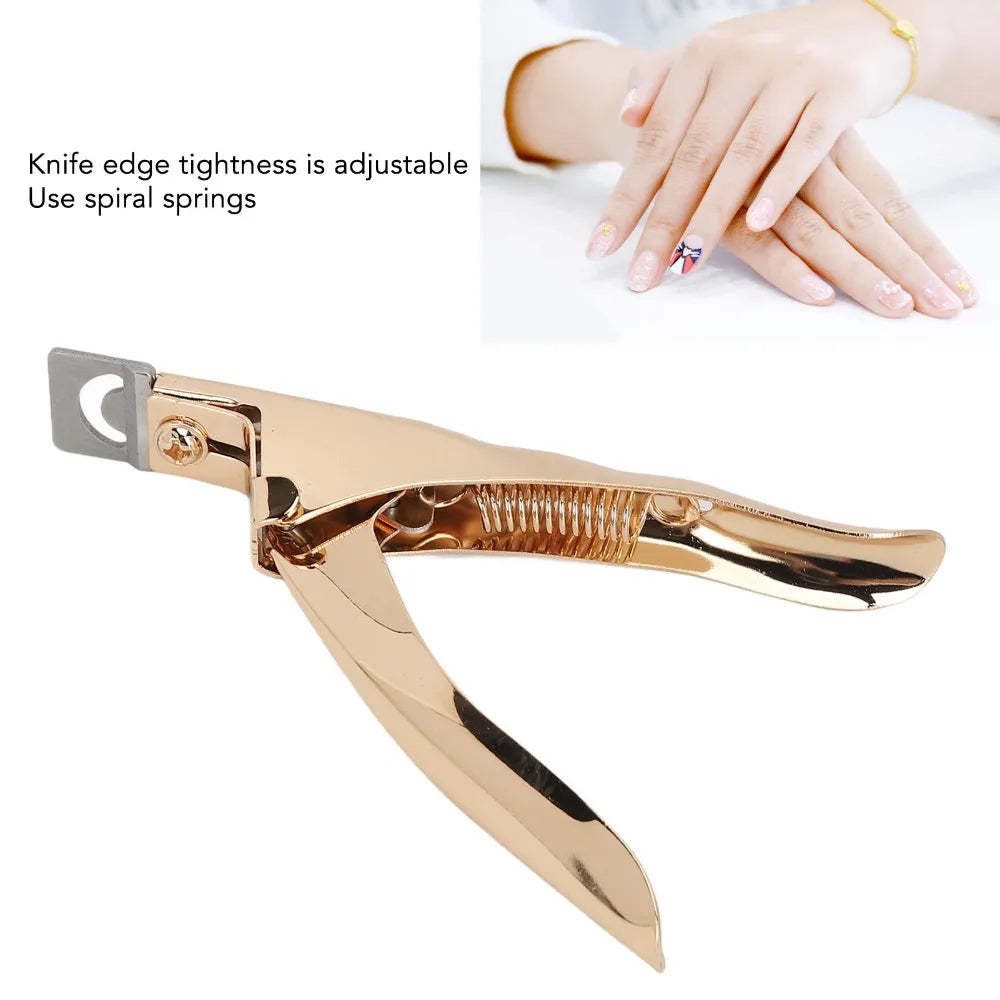 Gold Stainless Steel Nail Tip Cutter | U-Shape Fake Nail Trimmer Nail Tip Cutter QXL