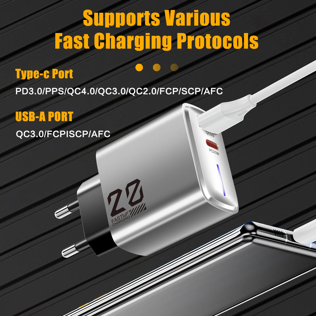 20W USB-C PD Fast Charger QC3.0 Wall Adapter | iPhone & Android USB-C Wall Charger QXL