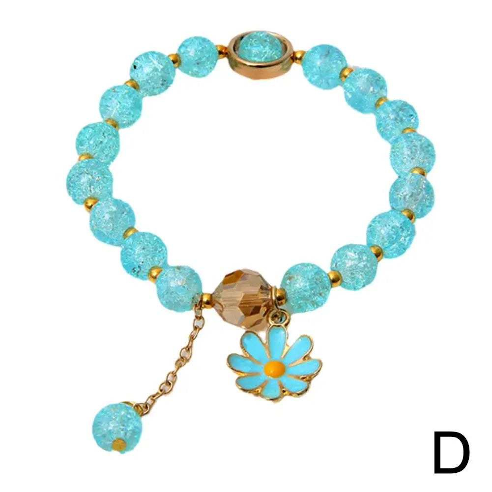 Daisy Flower Beaded Bracelet | Bohemian Crystal Elastic Women Beaded Bracelet QXL D