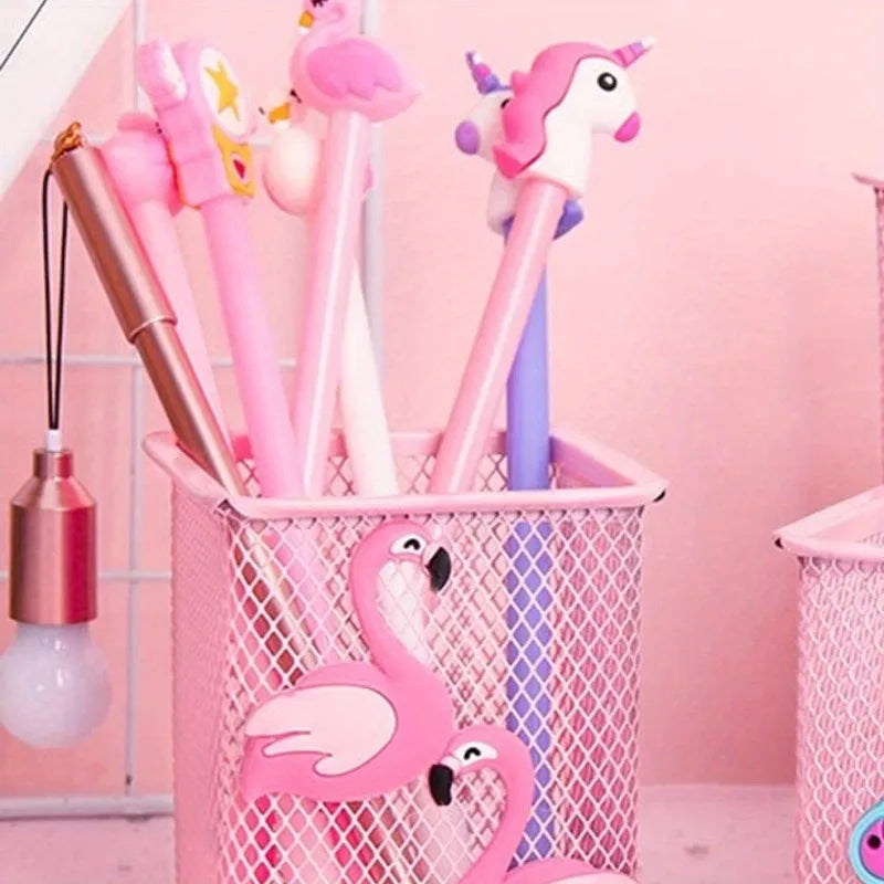 Pink Flamingo Metal Pen Holder | Stylish Desk Organizer Desk Pen Holder QXL