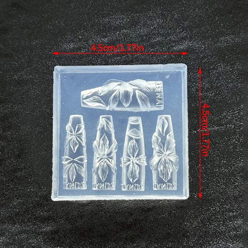 3D Hawaii Hibiscus Silicone Nail Art Mold | Floral Design Nail Art Mold QXL Transparent