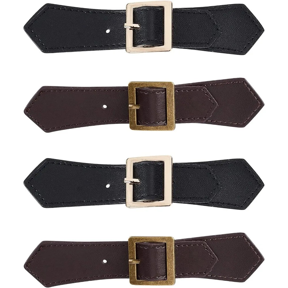 PU Leather Sew-On Toggle Closures – 4 Sets Black & Brown Garment Toggle Closures QXL