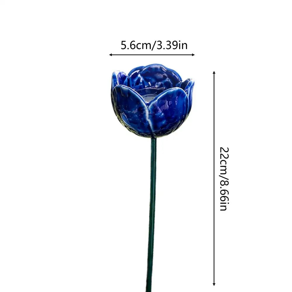4-Pack Ceramic Bee & Butterfly Watering Station | Garden Decor Garden Watering Station QXL Blue