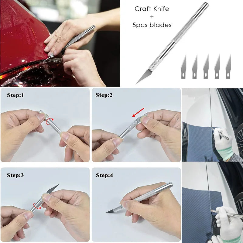 Car Window Tint & Vinyl Wrap Tool Kit | PPF Scrapers Set Vinyl Wrap Tool Kit QXL