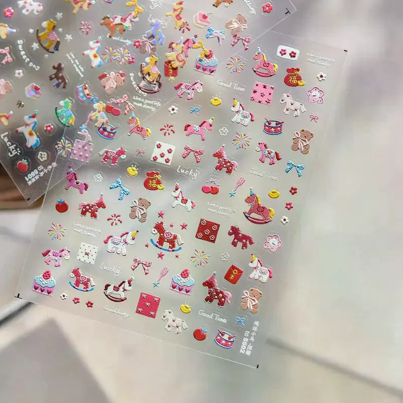 Nail Art Stickers – Horse, Bear, Florals & CNY Charms Sheet Nail Art Stickers QXL
