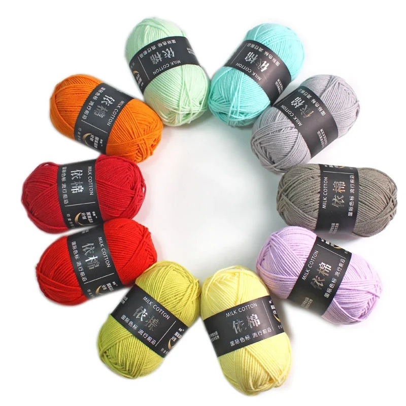 4-Strand Milk Cotton Worsted Yarn | Soft Eco-Friendly Knitting Knitting Crochet Yarn QXL