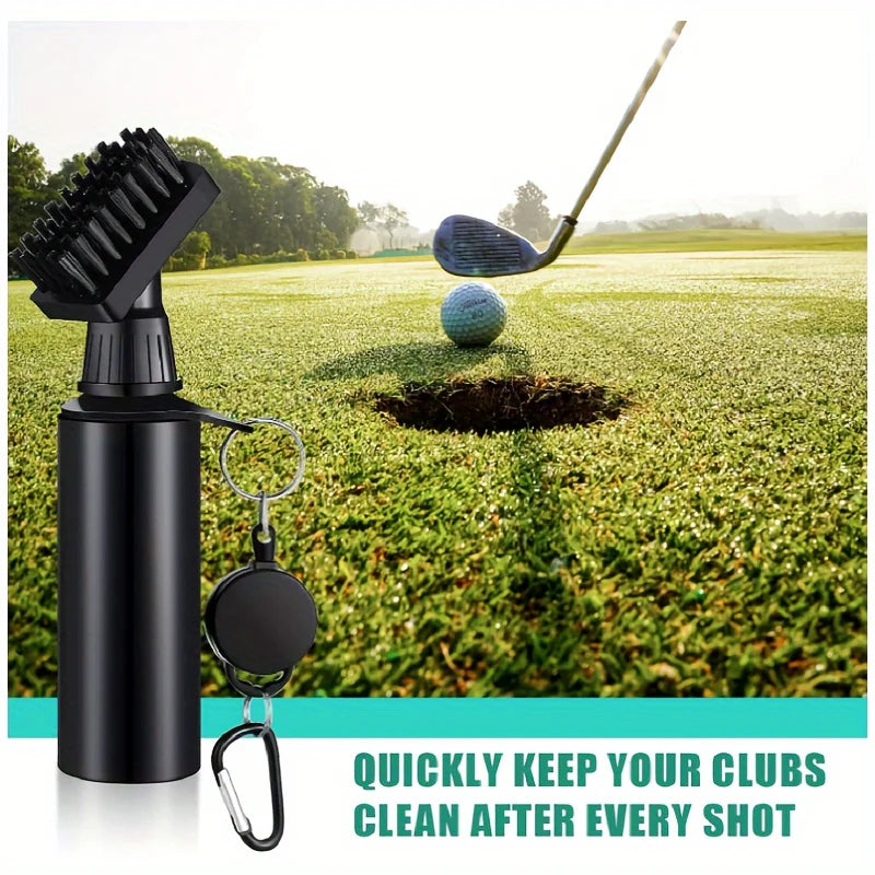 Retractable Golf Club Cleaning Brush | Water Spray & Hook Golf Club Brush QXL