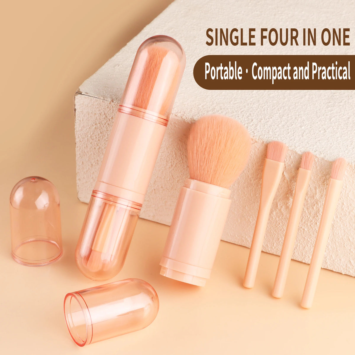 Ronshadow 4-in-1 Detachable Makeup Brush Set | Travel Ready Detachable Makeup Brush QXL