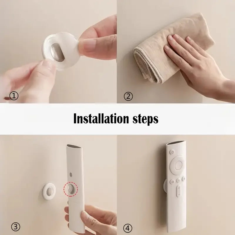 3-Pack No-Drill Magnetic Remote Holder | Wall Mount, White Remote Control Holder QXL