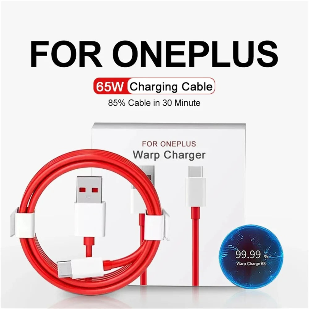 65W 6A USB-C SuperVOOC Fast Charging Cable for OnePlus USB-C Charging Cable QXL