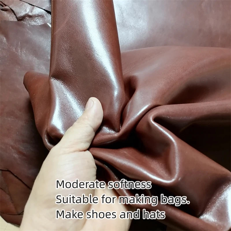 Red-Brown Oil-Wax Top-Grain Sheepskin Leather 0.7–1.2mm DIY Leather Hide Fabric QXL