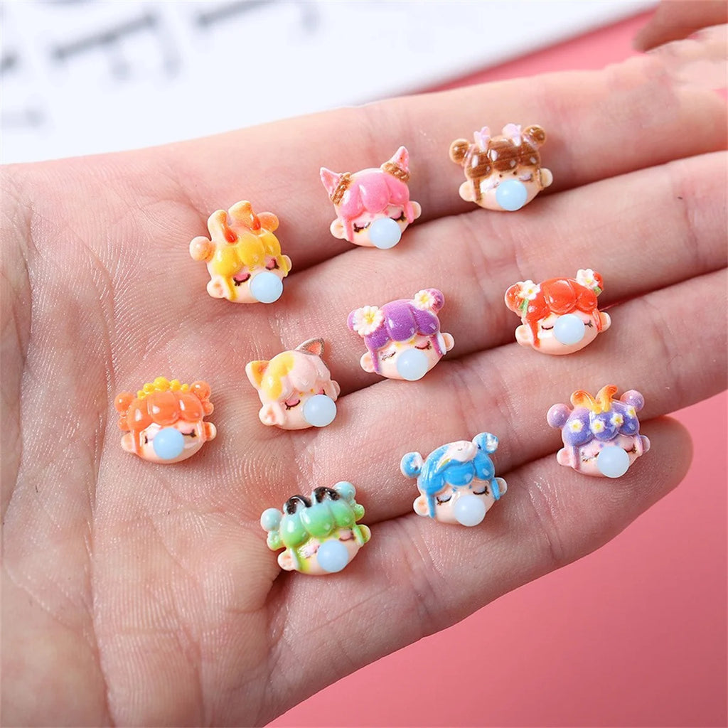 20-Pc Kawaii Cartoon Resin Nail Charms & Rhinestones Set Nail Art Charms QXL