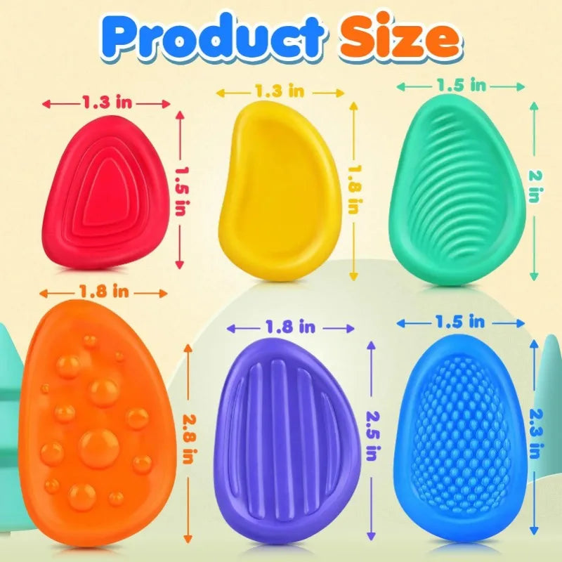 Silicone Sensory Fidget Stones 6-Pack | Textured Calming Toys Sensory Fidget Toys QXL