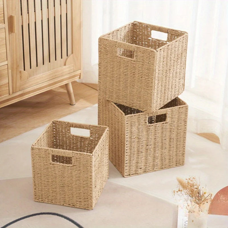 Foldable Wicker Cube Basket | Clothes, Toys & Home Organizer Foldable Storage Basket QXL