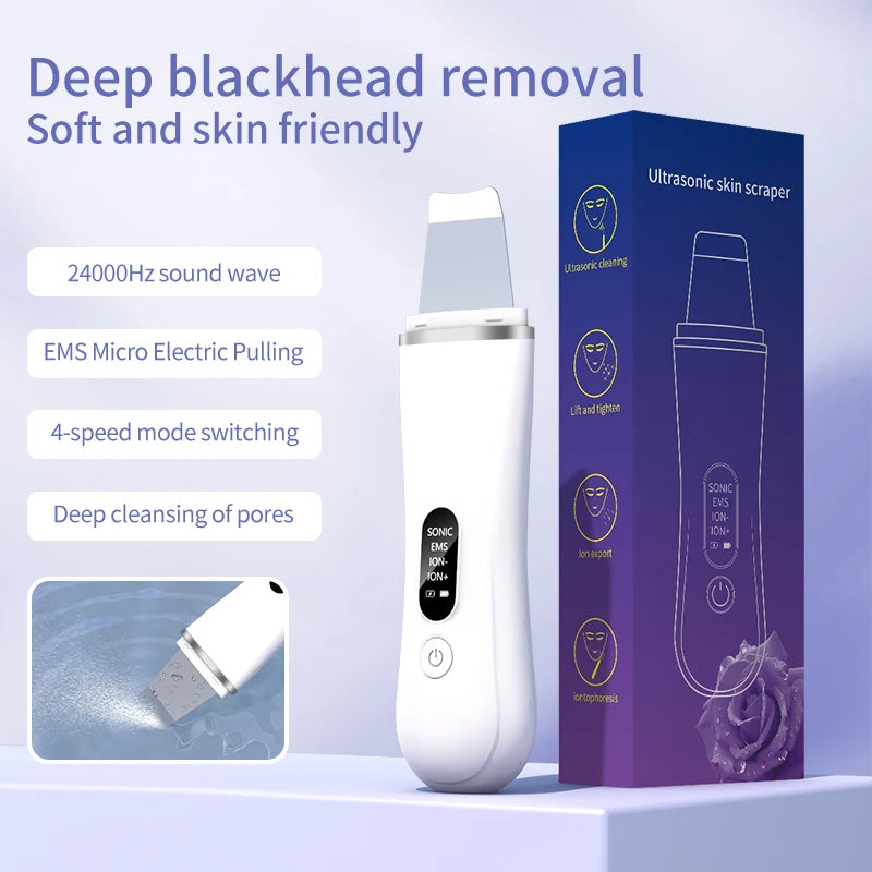 Ultrasonic Skin Scrubber | 4-Mode Facial Cleansing Spatula Facial Cleansing Spatula QXL