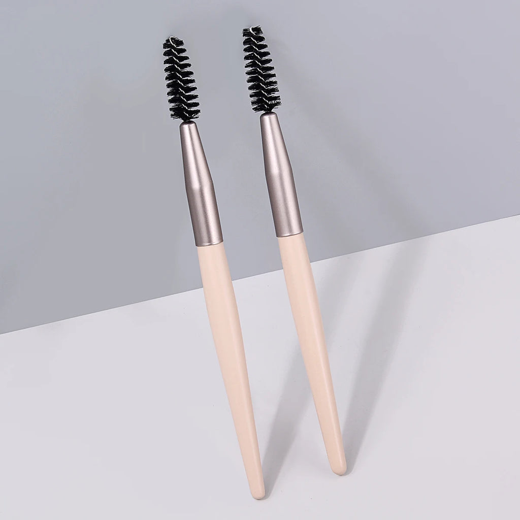 KOSSHOW 2-Pc Eyebrow & Eyelash Brush Set | Wooden Handle Eyebrow & Lash Brush QXL