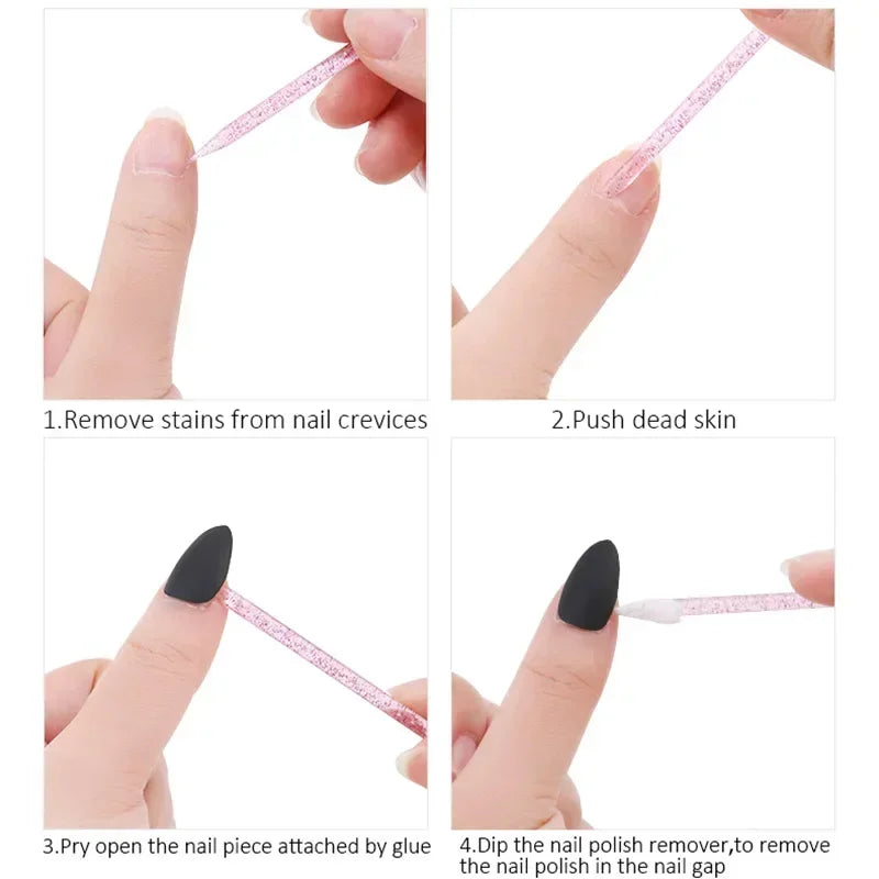 50/100-Pack Double-End Crystal Cuticle Pusher & Remover Sticks Cuticle Pusher Sticks QXL