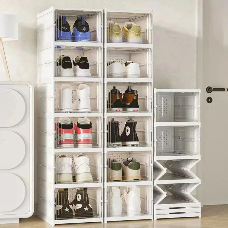 6-Layer Stackable Transparent Shoe Storage Box Organizer Shoe Storage Organizer QXL