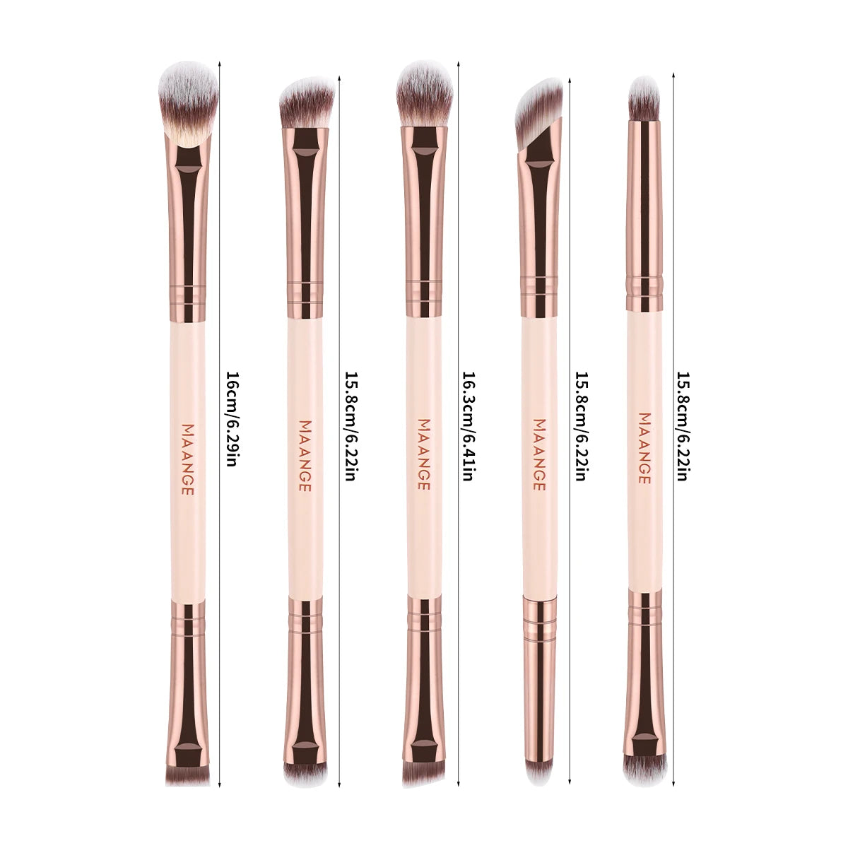 MAANGE 5-Pc Double-Ended Eye Makeup Brush Set – Soft Synthetic Eye Makeup Brush Set QXL