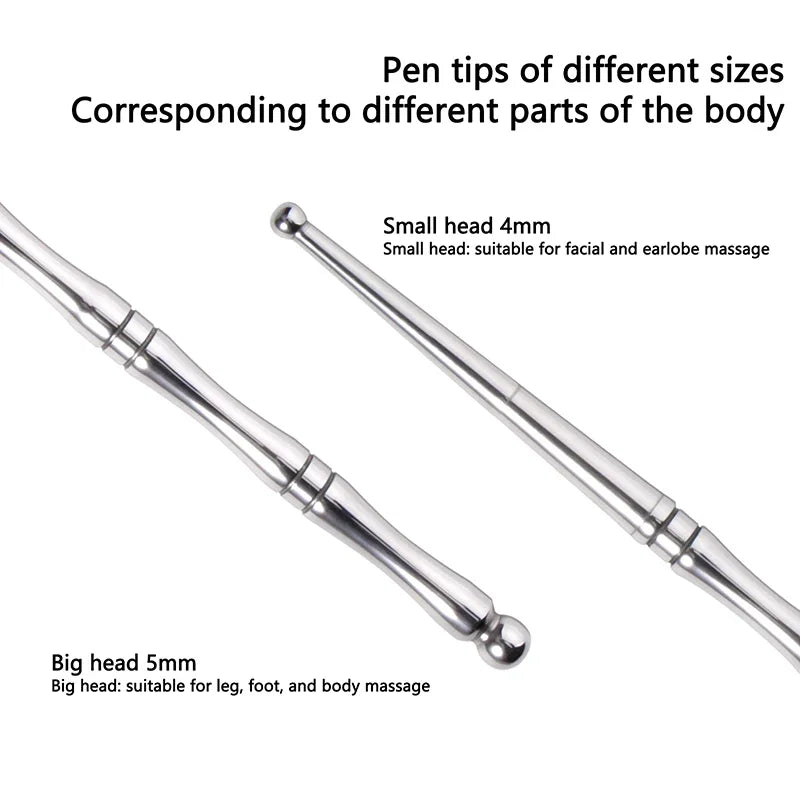 Double-Head Acupoint Massage Pen | Stainless Steel Facial Tool Acupressure Massage Pen QXL