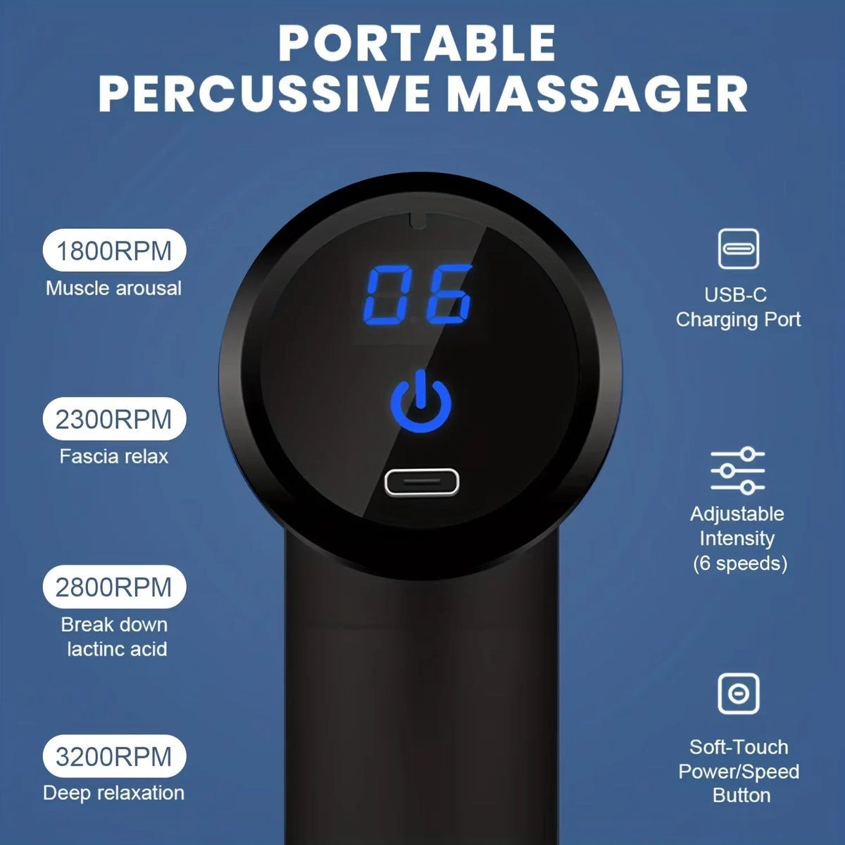 OREADEX Percussion Massage Gun | LED Screen & 4 Heads Percussion Massage Gun QXL